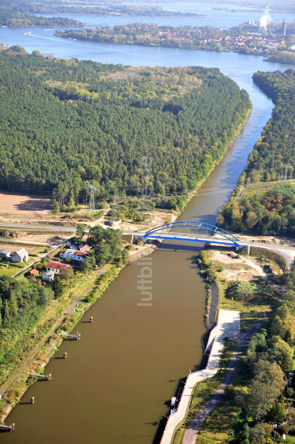 Luftbild Wusterwitz - Straßenbrücke Wusterwitz