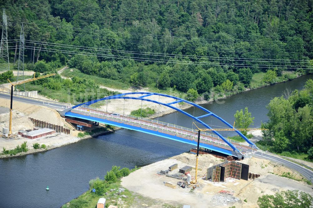 Luftaufnahme Wusterwitz - Straßenbrücke zwischen Wusterwitz und Bensdorf über den Elbe-Havel-Kanal