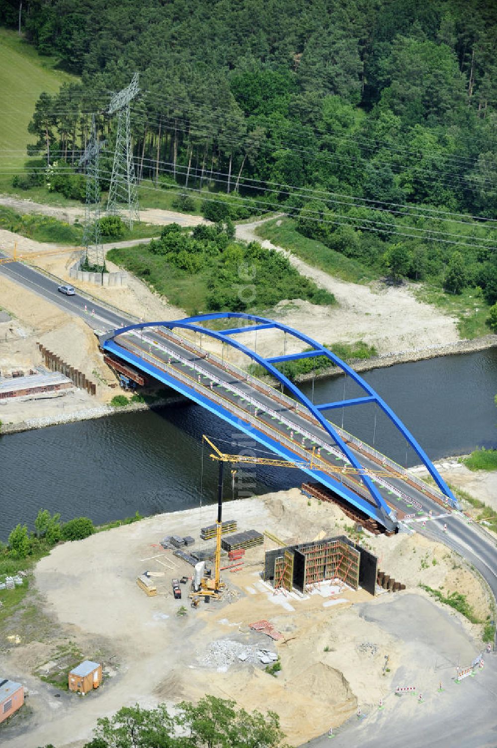 Luftbild Wusterwitz - Straßenbrücke zwischen Wusterwitz und Bensdorf über den Elbe-Havel-Kanal