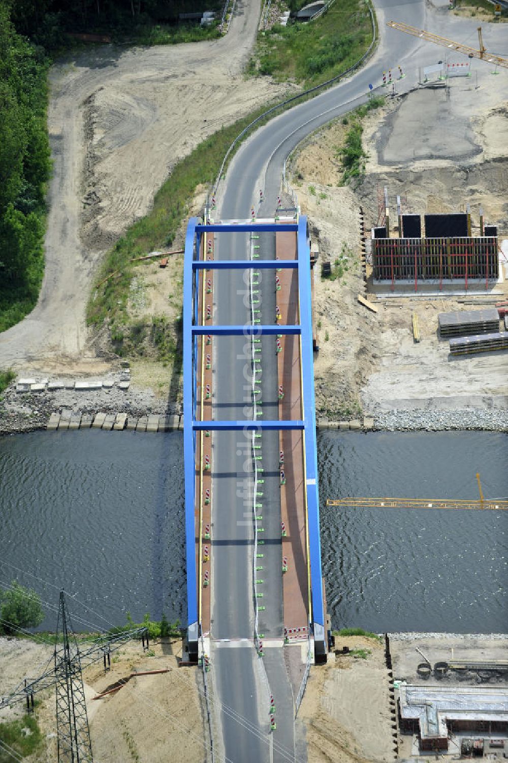 Luftbild Wusterwitz - Straßenbrücke zwischen Wusterwitz und Bensdorf über den Elbe-Havel-Kanal