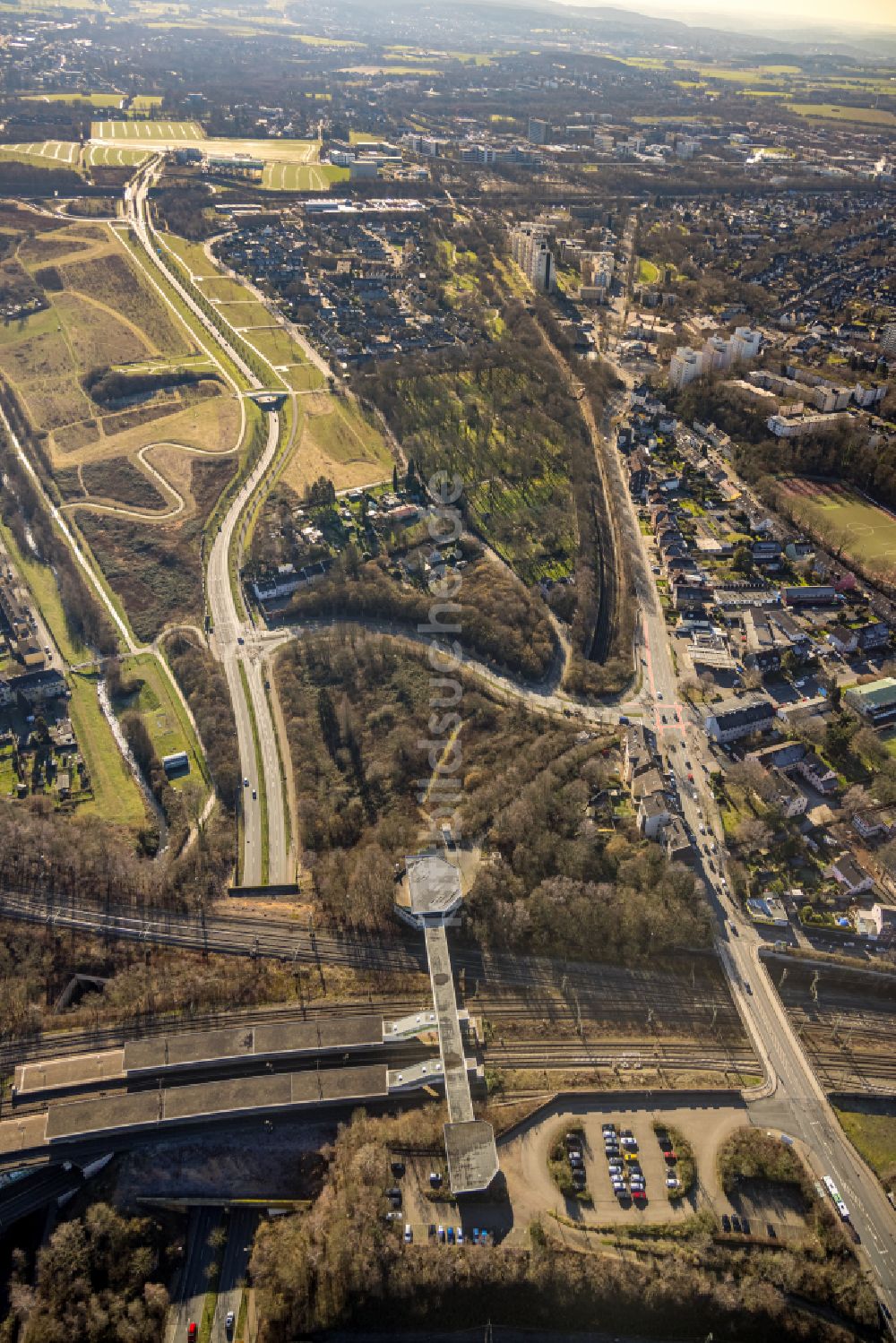 Luftaufnahme Dortmund - Straßenführung Dorstfelder Allee und Wittener Straße in Dortmund im Bundesland Nordrhein-Westfalen, Deutschland