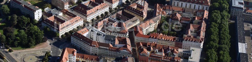 Dresden von oben - Straßenführung der Flaniermeile in Dresden im Bundesland Sachsen, Deutschland