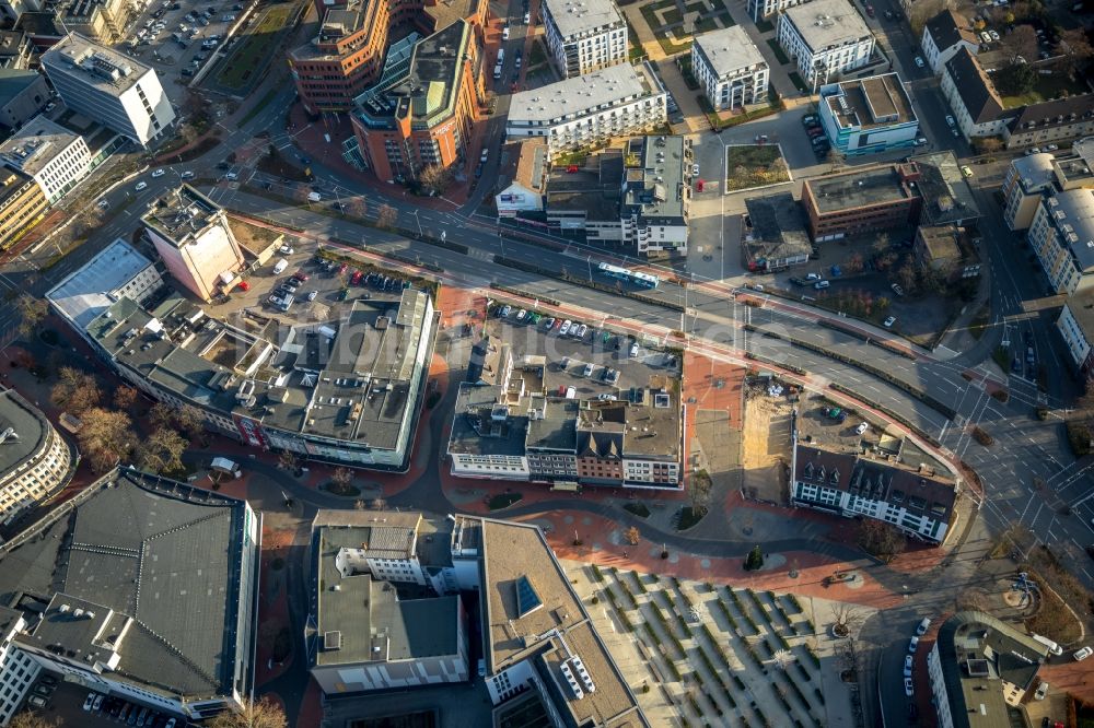 Luftaufnahme Hamm - Straßenführung der Flaniermeile und Einkaufsstraße im Innenstadtbereich in Hamm im Bundesland Nordrhein-Westfalen, Deutschland