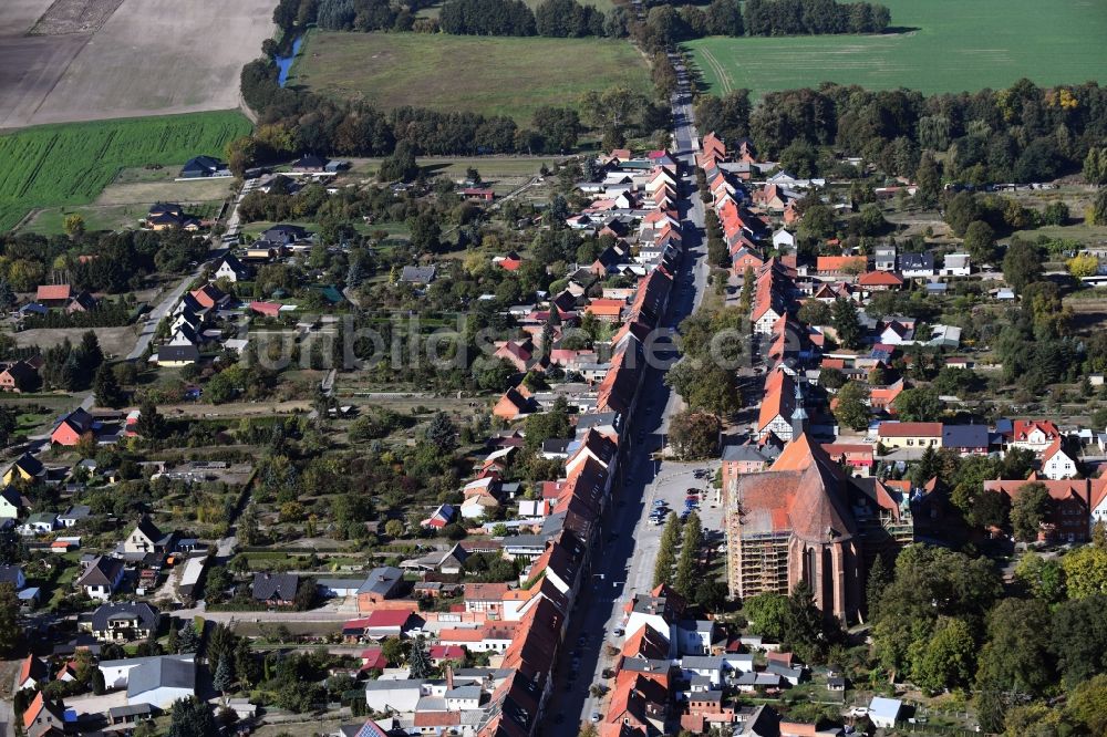 Luftbild Bad Wilsnack - Straßenführung Große Straße in Bad Wilsnack im Bundesland Brandenburg, Deutschland