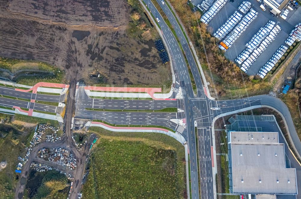 Essen aus der Vogelperspektive: Straßenführung der Helenenstraße in Essen im Bundesland Nordrhein-Westfalen, Deutschland