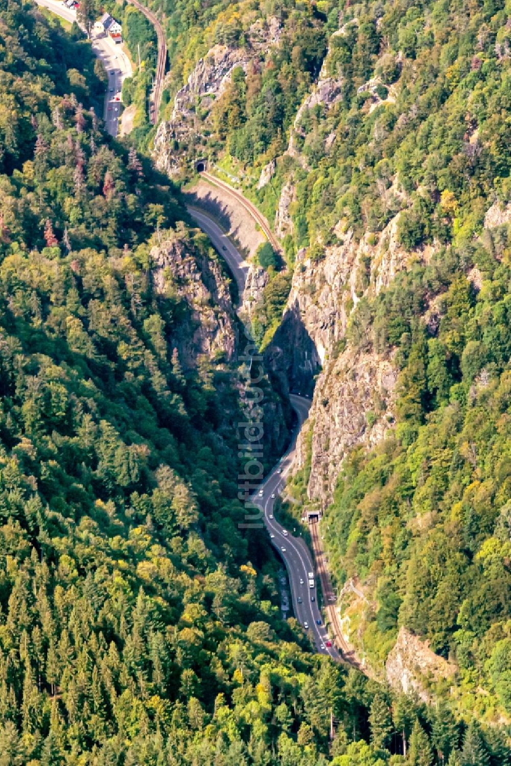 Luftbild Buchenbach - Straßenführung der B31 im Höllental bei Freiburg in Buchenbach im Bundesland Baden-Württemberg, Deutschland