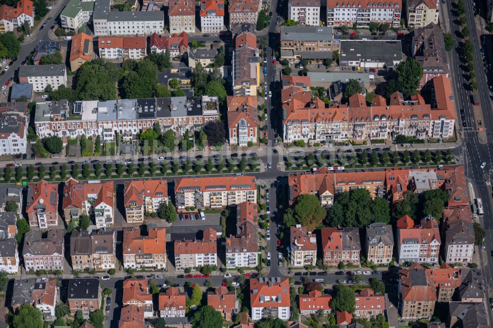 Braunschweig aus der Vogelperspektive: Straßenführung der Jasperallee in Braunschweig im Bundesland Niedersachsen, Deutschland