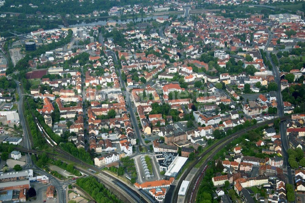 Luftaufnahme Hameln - Straßenführung Kaiserstraße und Königstraße in Hameln im Bundesland Niedersachsen, Deutschland