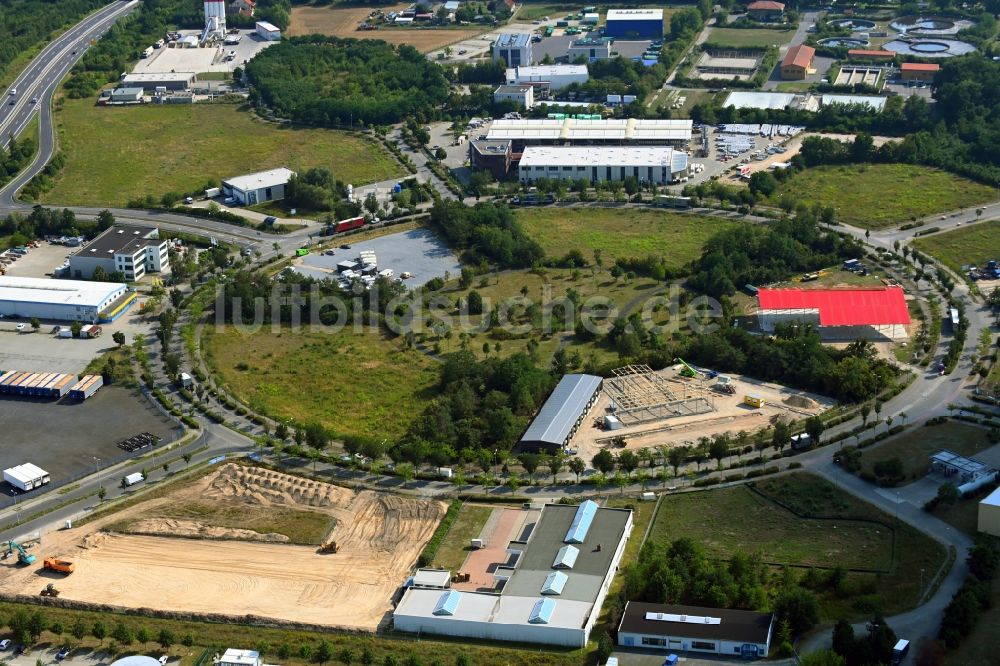 Ludwigsfelde von oben - Straßenführung Löwenbrucher Ring im Gewerbegebiet Preussenpark in Ludwigsfelde im Bundesland Brandenburg, Deutschland