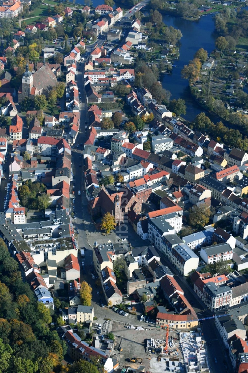 Luftbild Brandenburg an der Havel - Straßenführung der Mühlentorstraße - Parduin in Brandenburg an der Havel im Bundesland Brandenburg, Deutschland