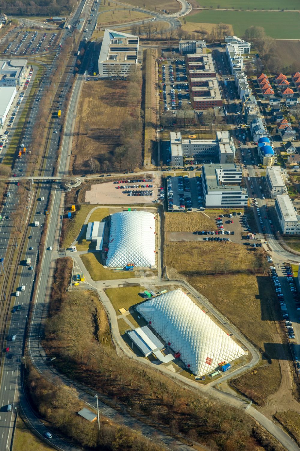 Luftaufnahme Dortmund - Straßenführung der B1 - B236 Stadtkrone Ost in Dortmund im Bundesland Nordrhein-Westfalen, Deutschland