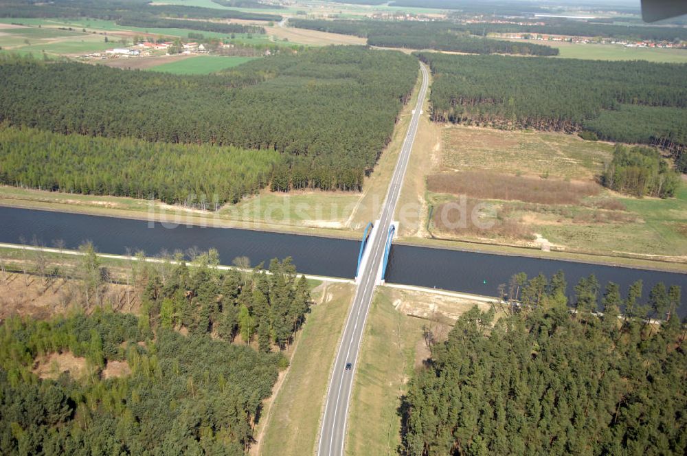 WUSTERWITZ von oben - Strassenverlauf der L96 Ortsumgehung Wusterwitz