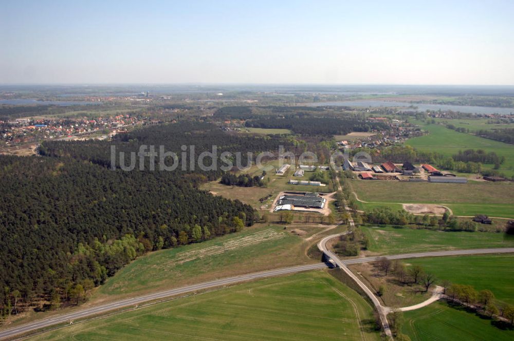 WUSTERWITZ von oben - Strassenverlauf der L96 Ortsumgehung Wusterwitz