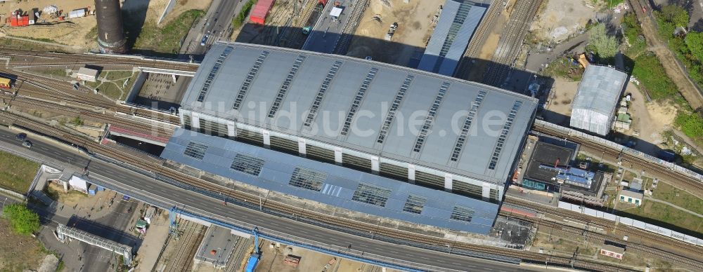 Luftbild Berlin - Strecken- Ausbau Bahnhof Ostkreuz im Stadtteil Friedrichshain von Berlin