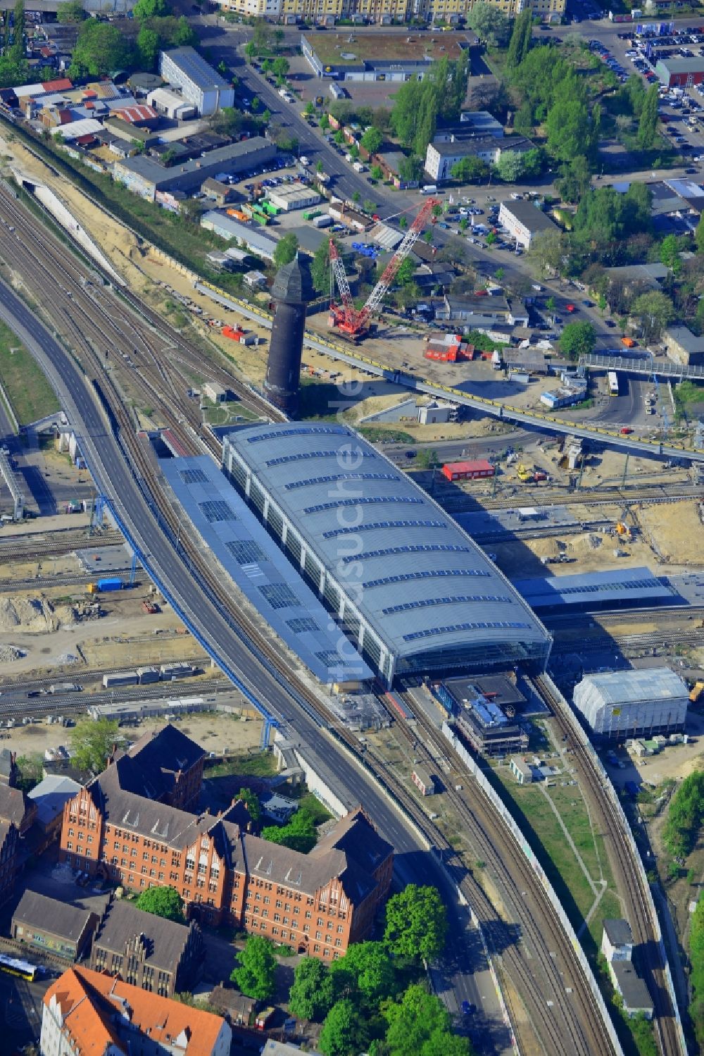 Luftbild Berlin - Strecken- Ausbau Bahnhof Ostkreuz im Stadtteil Friedrichshain von Berlin