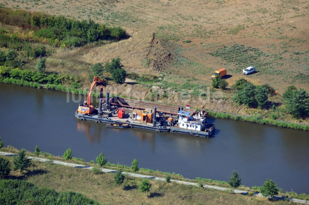 Seedorf von oben - Streckenausbau Elbe-Havel-Kanal zwischen Genthin und Seedorf im Bundesland Sachsen-Anhalt