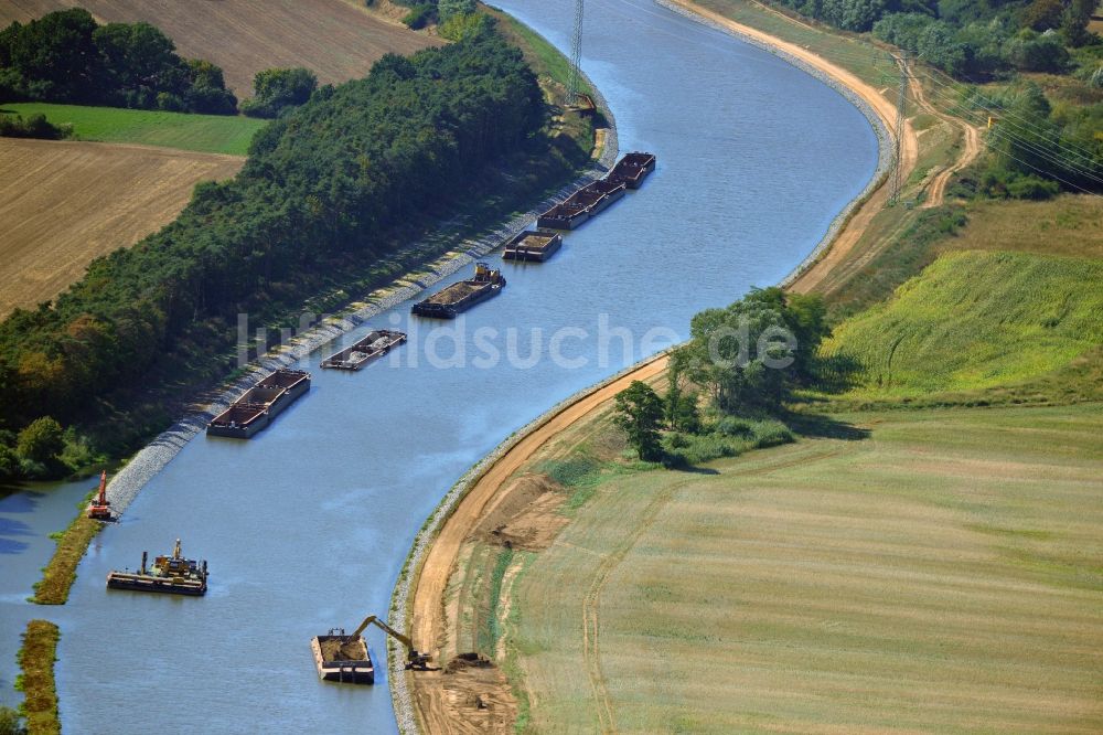 Seedorf von oben - Streckenausbau Elbe-Havel-Kanal zwischen Genthin und Seedorf im Bundesland Sachsen-Anhalt