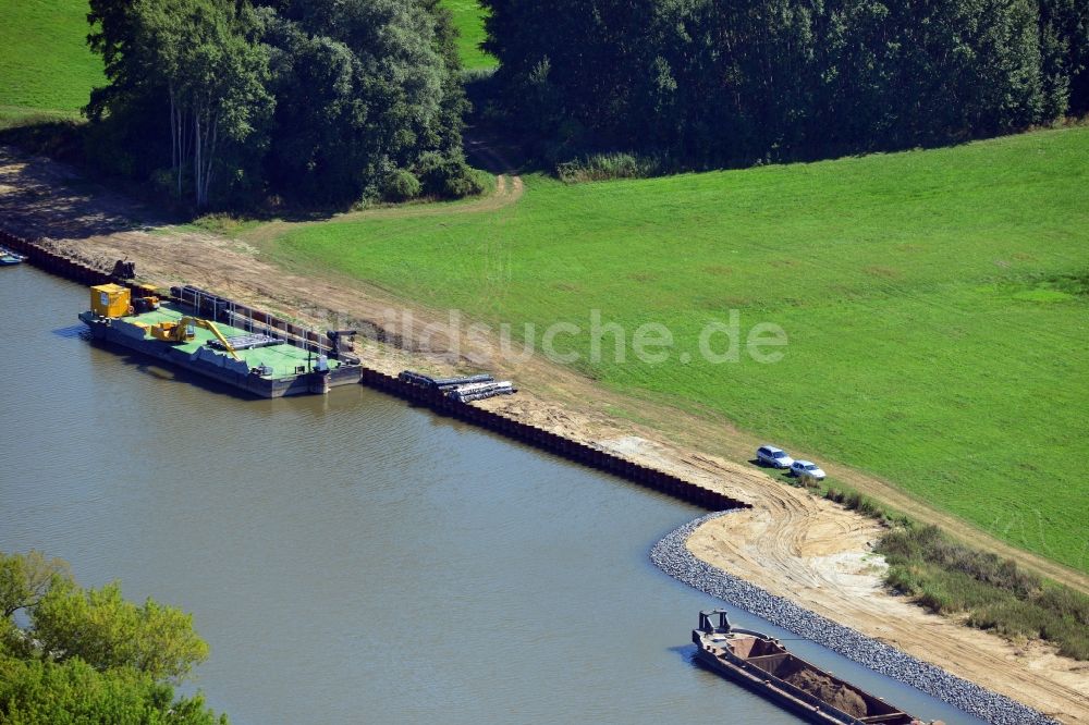 Seedorf von oben - Streckenausbau Elbe-Havel-Kanal zwischen Genthin und Seedorf im Bundesland Sachsen-Anhalt