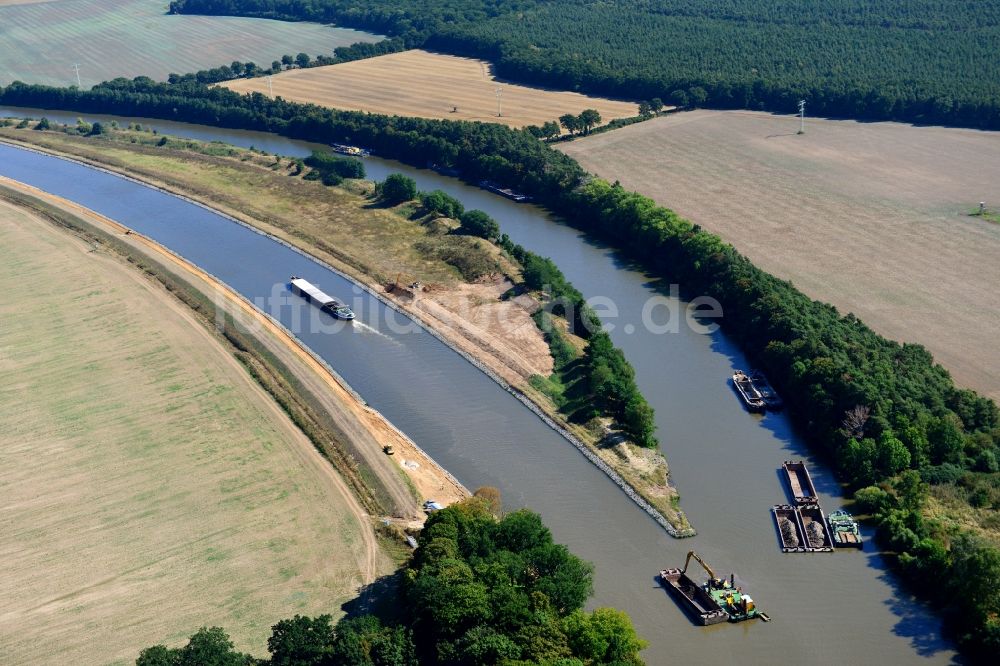 Seedorf von oben - Streckenausbau Elbe-Havel-Kanal zwischen Genthin und Seedorf im Bundesland Sachsen-Anhalt