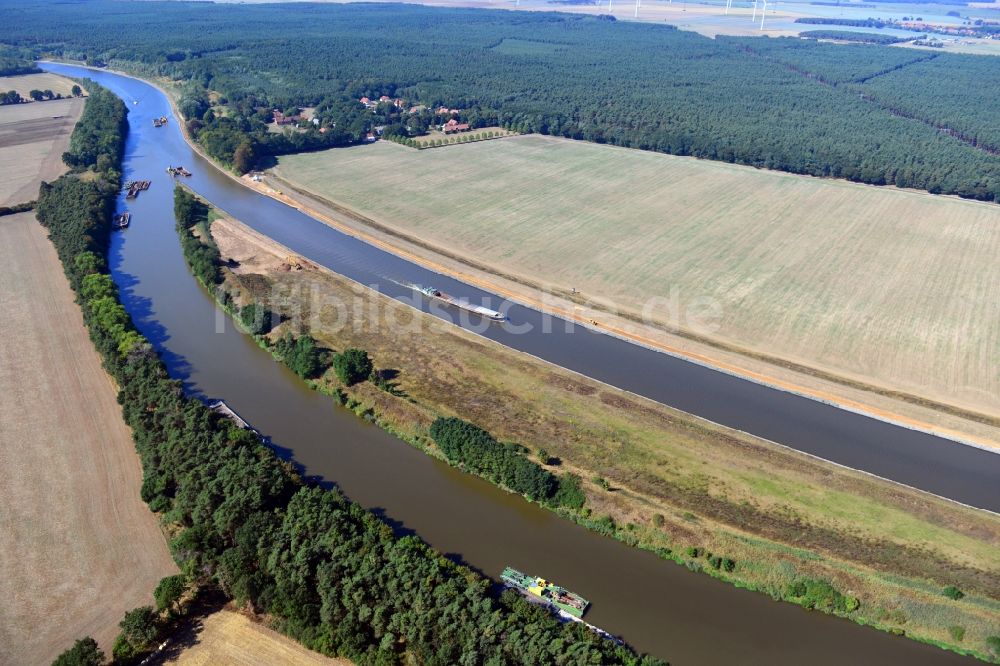 Seedorf von oben - Streckenausbau Elbe-Havel-Kanal zwischen Genthin und Seedorf im Bundesland Sachsen-Anhalt