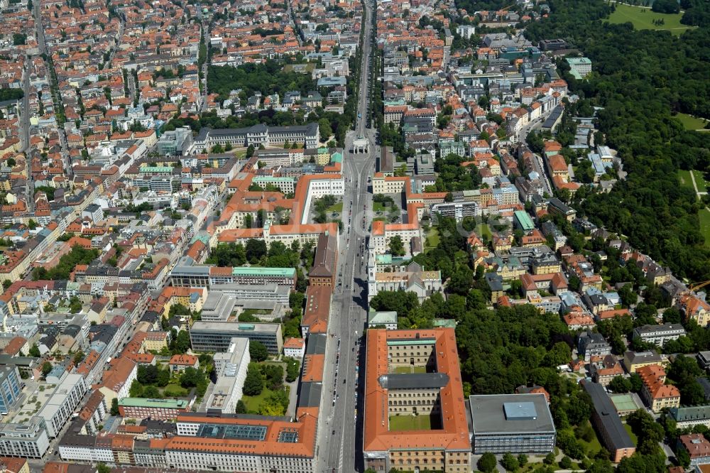 Luftbild München - Streckenverlauf der Ludwigstrasse in München im Bundesland Bayern