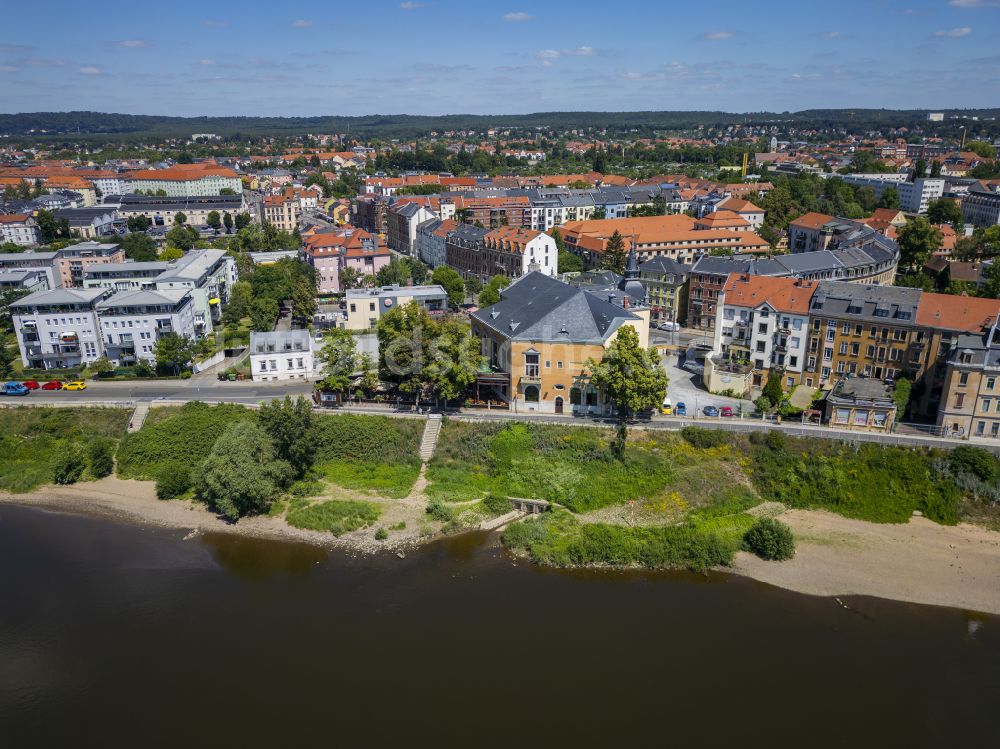 Dresden von oben - Strukturen einer Auen und- Wiesen- Landschaft der Elbe in Dresden im Bundesland Sachsen, Deutschland