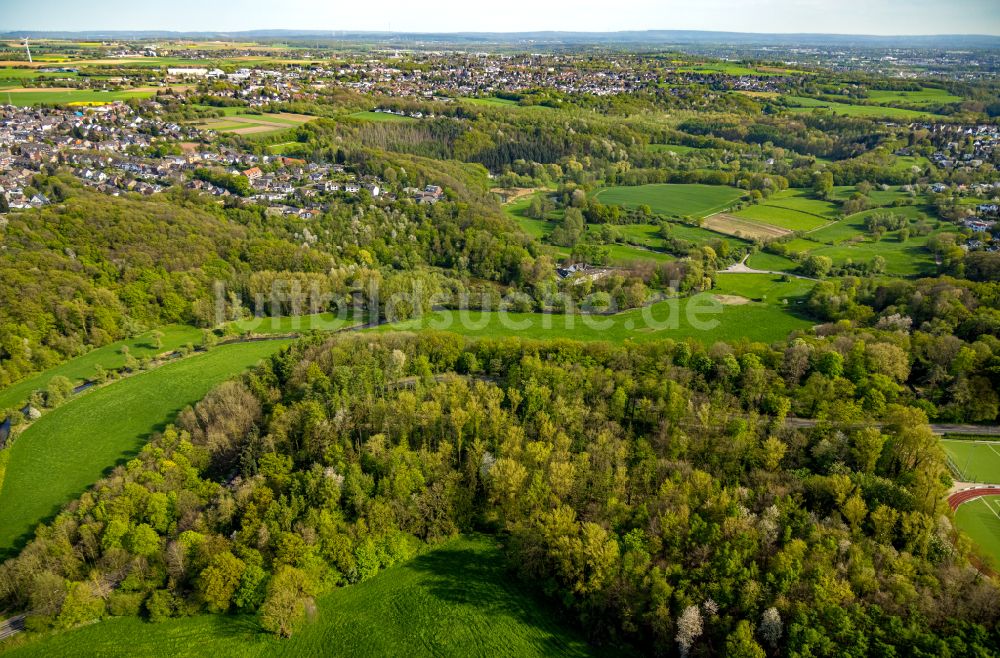 Würselen aus der Vogelperspektive: Strukturen einer Auen und- Wiesen- Landschaft entlang des Wurm - Flußverlaufes in Würselen im Bundesland Nordrhein-Westfalen, Deutschland