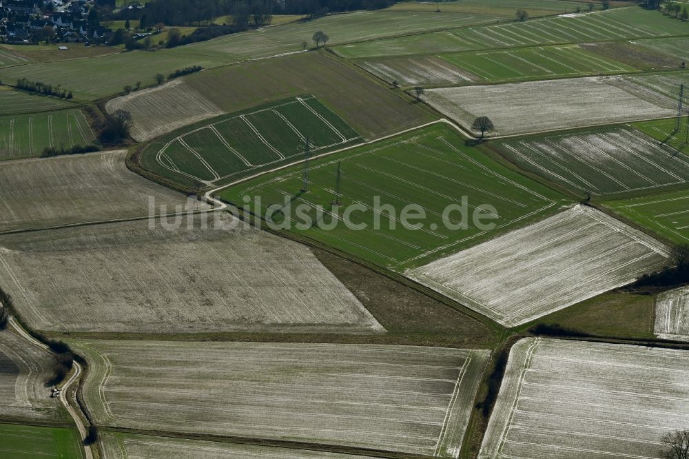 Benterode aus der Vogelperspektive: Strukturen auf landwirtschaftlichen Feldern in Benterode im Bundesland Niedersachsen, Deutschland