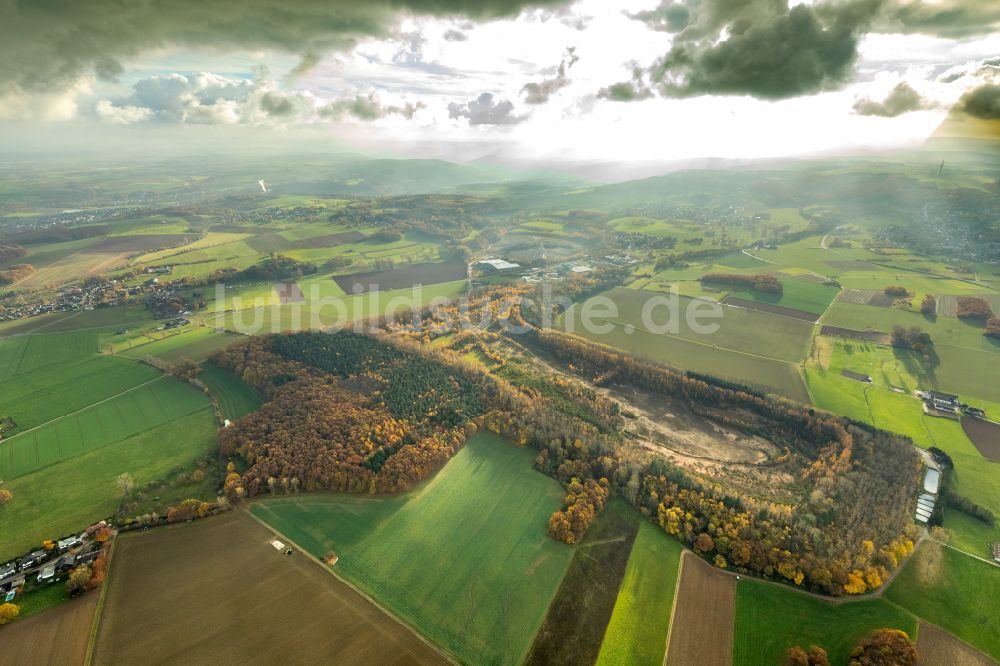 Birgel von oben - Strukturen auf landwirtschaftlichen Feldern in Birgel im Bundesland Nordrhein-Westfalen, Deutschland