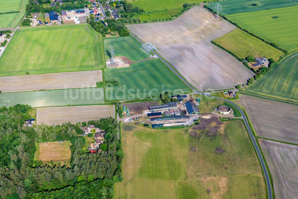 Braderup aus der Vogelperspektive: Strukturen auf landwirtschaftlichen Feldern in Braderup im Bundesland Schleswig-Holstein, Deutschland