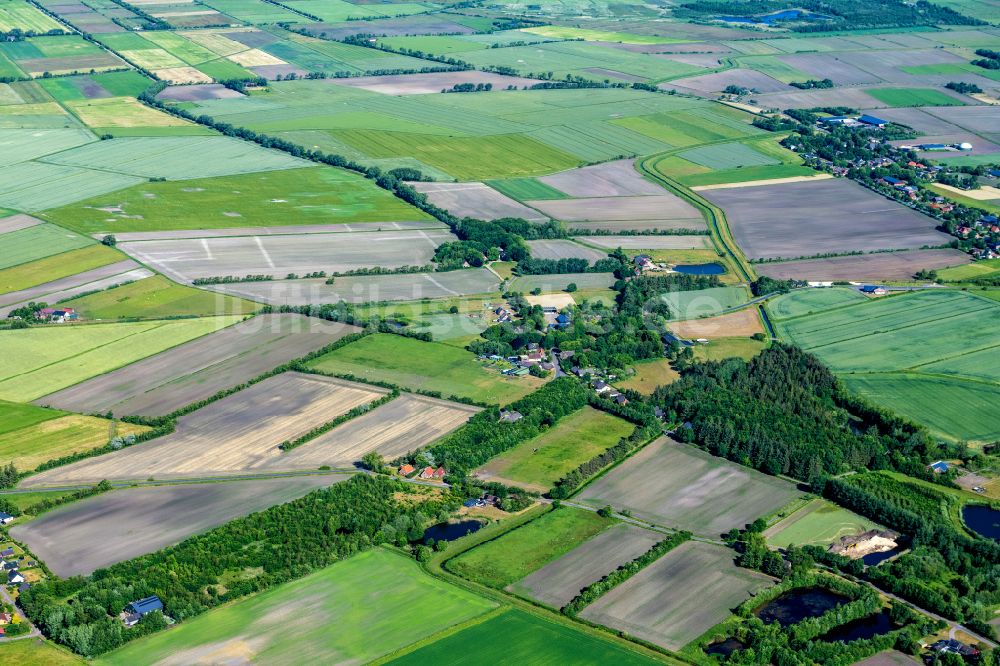 Luftaufnahme Braderup - Strukturen auf landwirtschaftlichen Feldern in Braderup im Bundesland Schleswig-Holstein, Deutschland