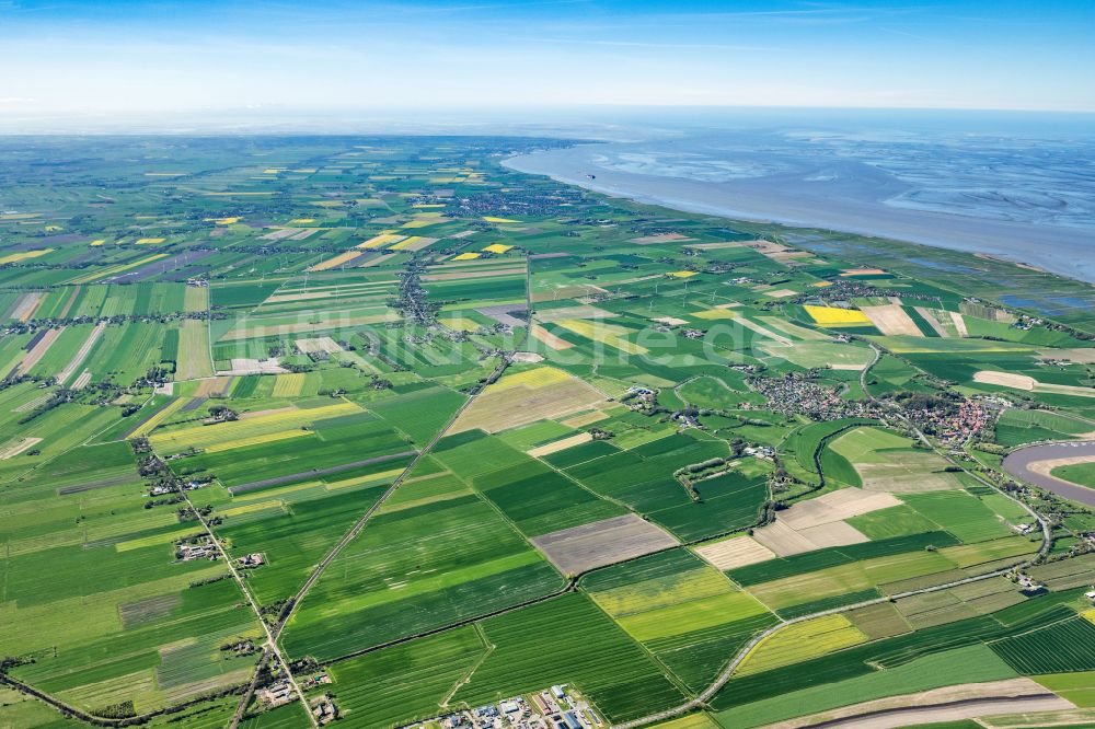 Cadenberge aus der Vogelperspektive: Strukturen auf landwirtschaftlichen Feldern in Cadenberge im Bundesland Niedersachsen, Deutschland