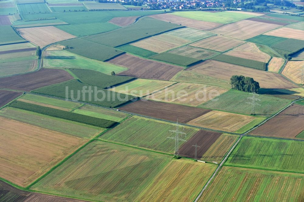 Ebsdorfergrund von oben - Strukturen auf landwirtschaftlichen Feldern in Ebsdorfergrund im Bundesland Hessen, Deutschland