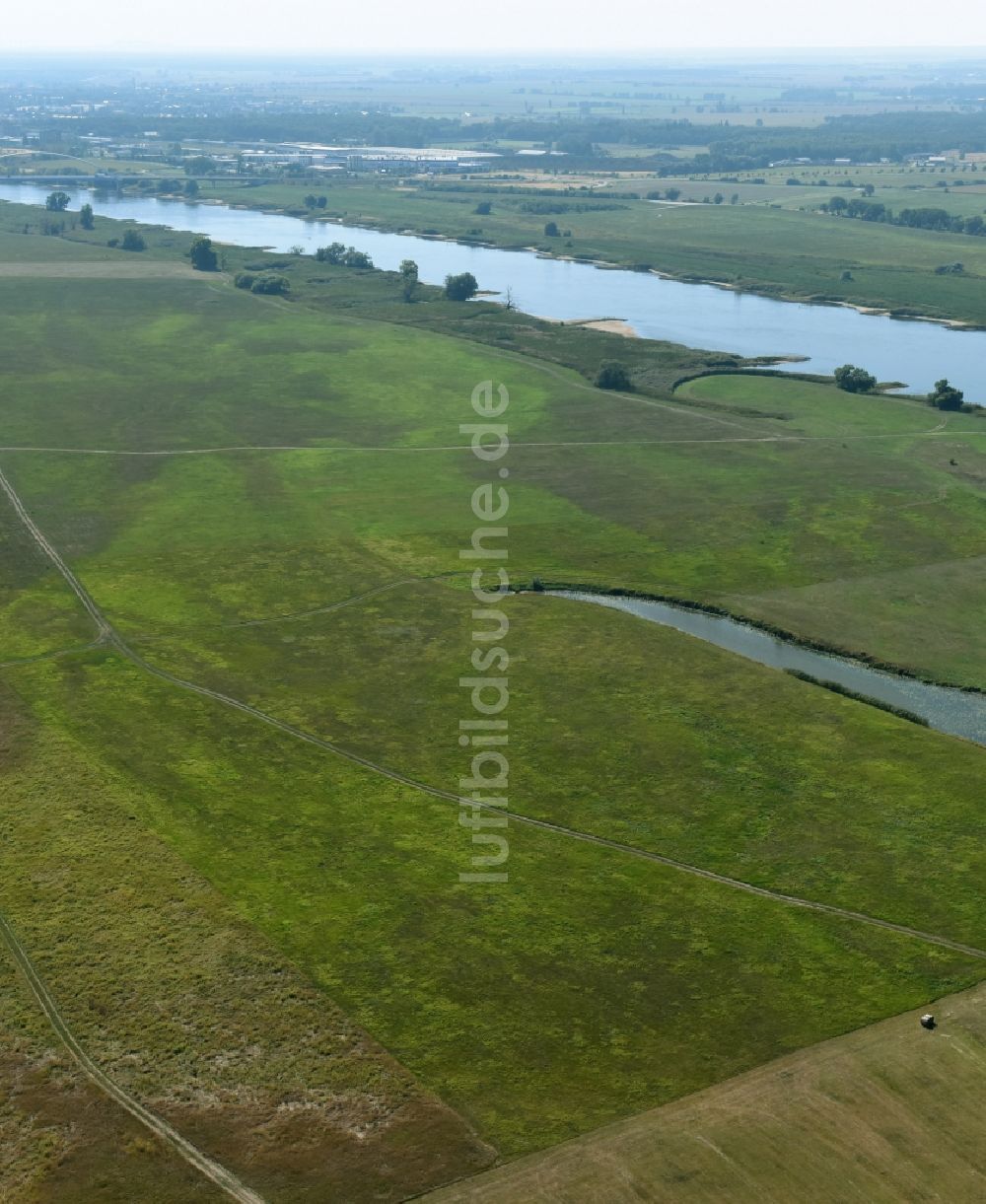 Luftbild Hämerten - Strukturen auf landwirtschaftlichen Feldern an der Elbe bei Hämerten im Bundesland Sachsen-Anhalt