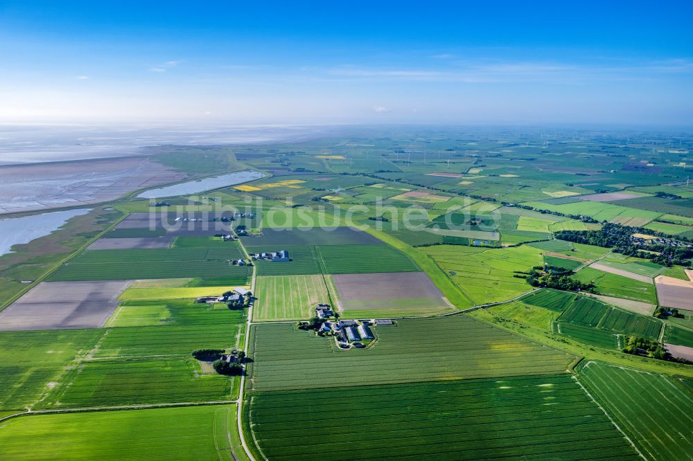 Fahretoft aus der Vogelperspektive: Strukturen auf landwirtschaftlichen Feldern in Fahretoft im Bundesland Schleswig-Holstein, Deutschland