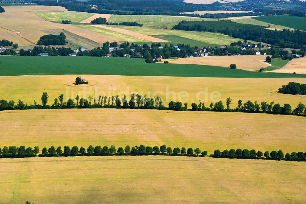 Frankenstein von oben - Strukturen auf landwirtschaftlichen Feldern in Frankenstein im Bundesland Sachsen, Deutschland