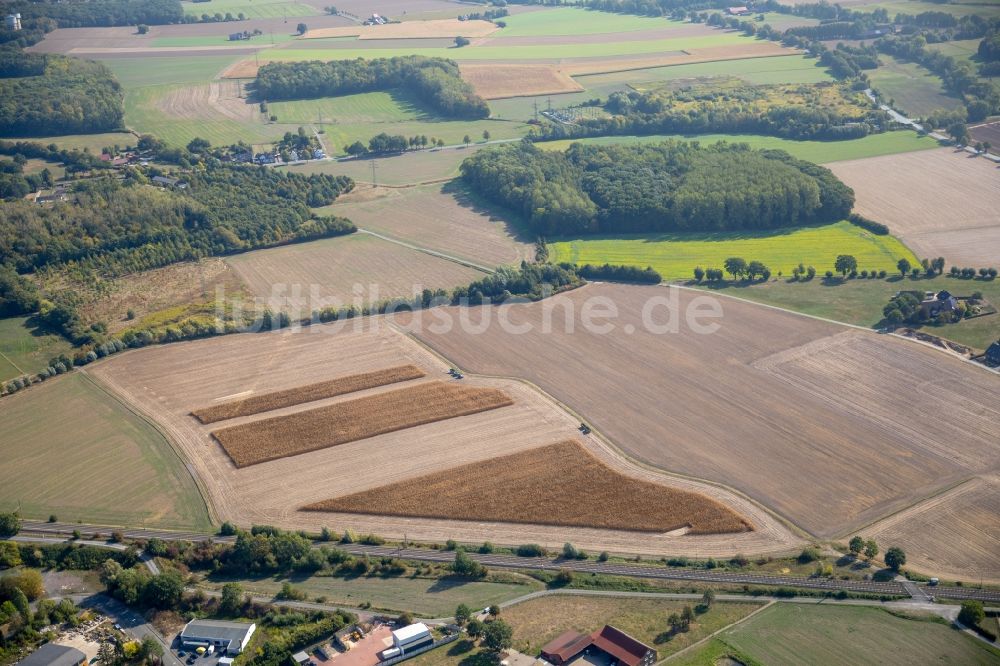 Hamm von oben - Strukturen auf landwirtschaftlichen Feldern in Hamm im Bundesland Nordrhein-Westfalen, Deutschland