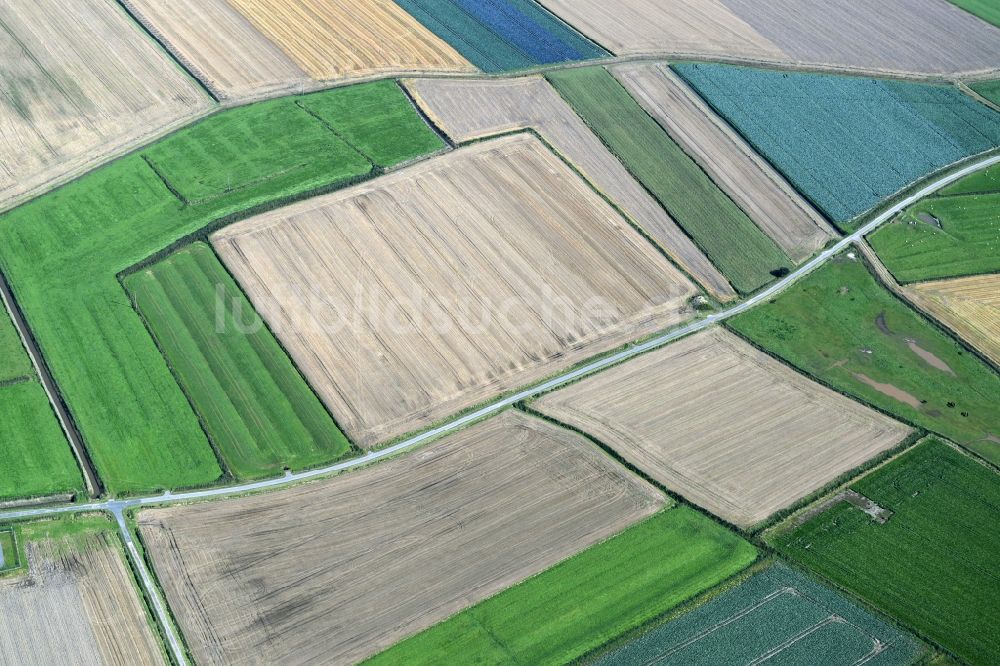 Luftaufnahme Helse - Strukturen auf landwirtschaftlichen Feldern in Helse im Bundesland Schleswig-Holstein