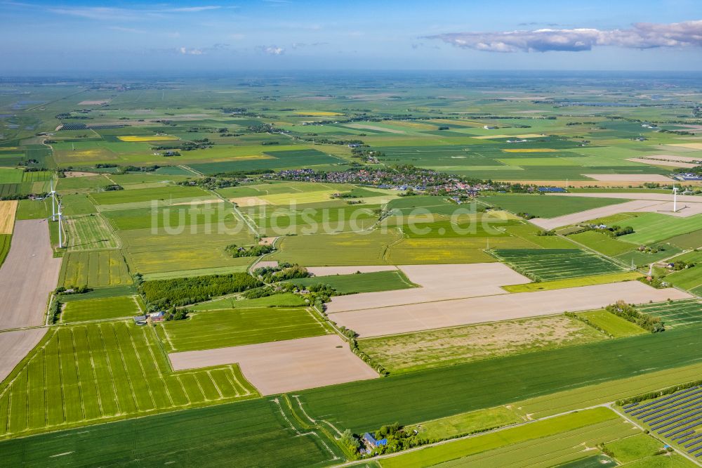 Klanxbüll von oben - Strukturen auf landwirtschaftlichen Feldern in Klanxbüll im Bundesland Schleswig-Holstein, Deutschland