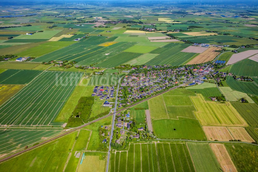 Klanxbüll aus der Vogelperspektive: Strukturen auf landwirtschaftlichen Feldern in Klanxbüll im Bundesland Schleswig-Holstein, Deutschland