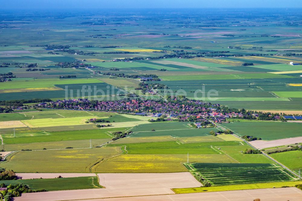 Luftaufnahme Klanxbüll - Strukturen auf landwirtschaftlichen Feldern in Klanxbüll im Bundesland Schleswig-Holstein, Deutschland