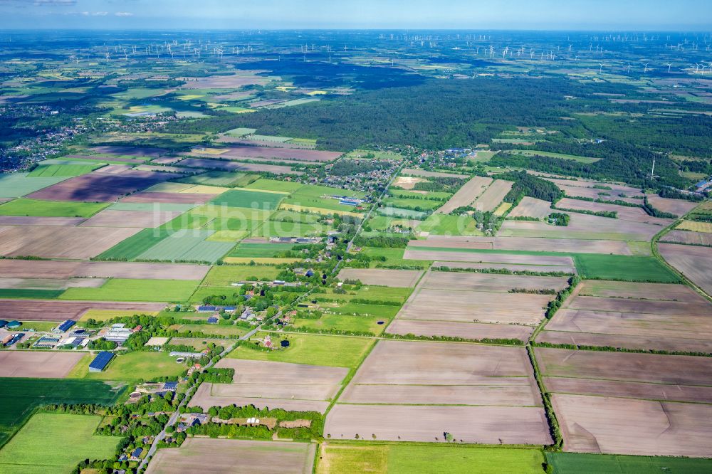 Klintum von oben - Strukturen auf landwirtschaftlichen Feldern in Klintum im Bundesland Schleswig-Holstein, Deutschland