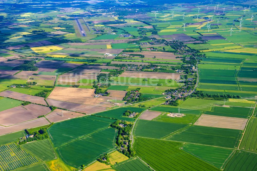 Luftaufnahme Klixbüll - Strukturen auf landwirtschaftlichen Feldern in Klixbüll im Bundesland Schleswig-Holstein, Deutschland