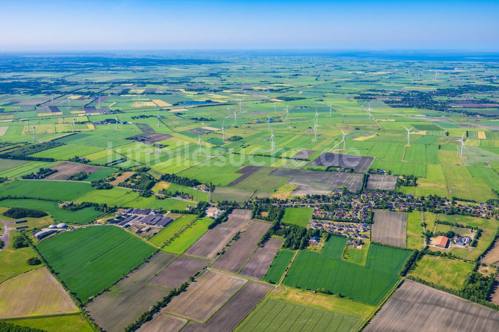 Klixbüll von oben - Strukturen auf landwirtschaftlichen Feldern in Klixbüll im Bundesland Schleswig-Holstein, Deutschland