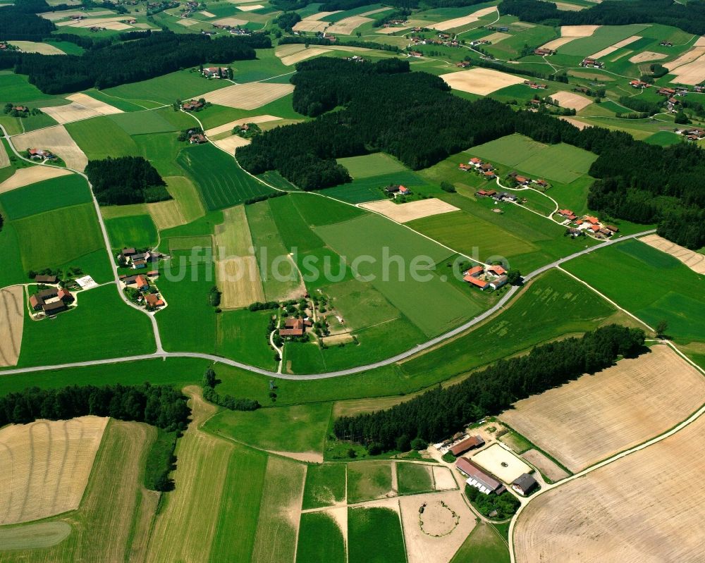 Kollbach von oben - Strukturen auf landwirtschaftlichen Feldern in Kollbach im Bundesland Bayern, Deutschland