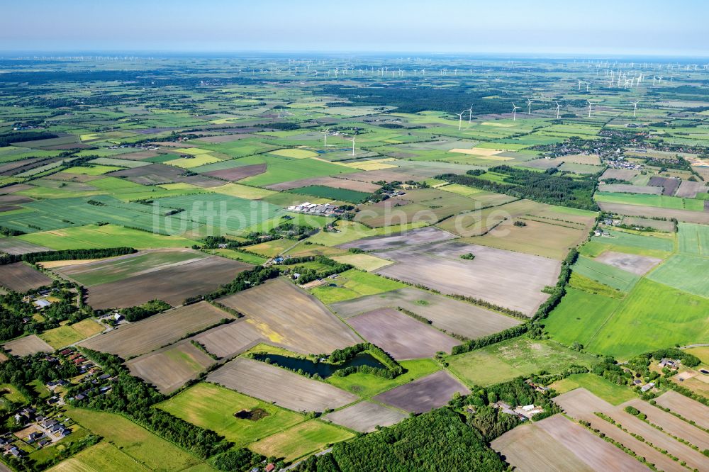 Ladelund von oben - Strukturen auf landwirtschaftlichen Feldern in Ladelund im Bundesland Schleswig-Holstein, Deutschland