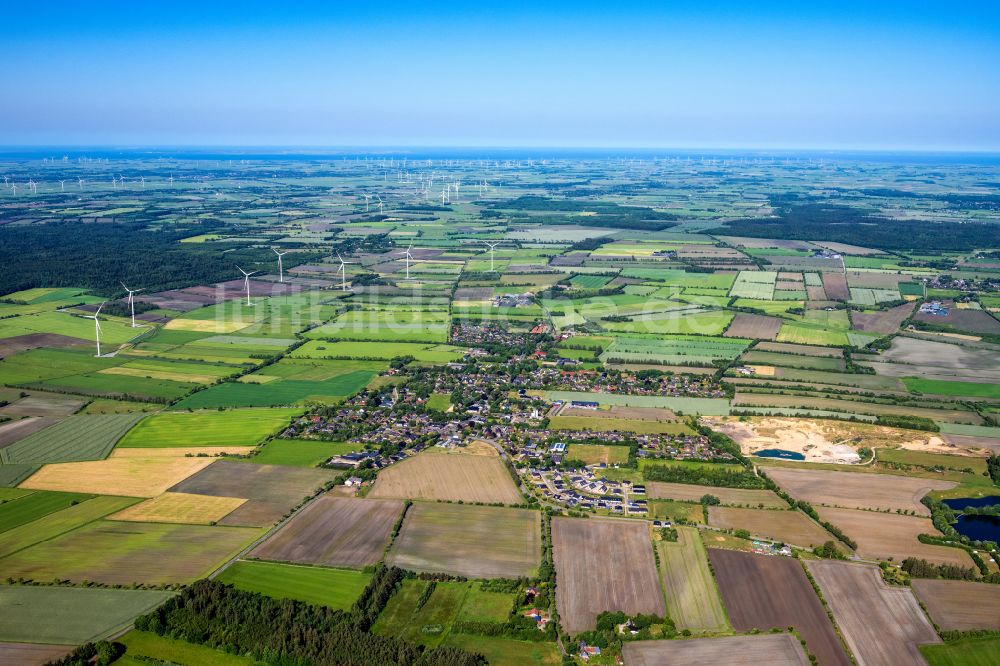 Ladelund von oben - Strukturen auf landwirtschaftlichen Feldern in Ladelund im Bundesland Schleswig-Holstein, Deutschland