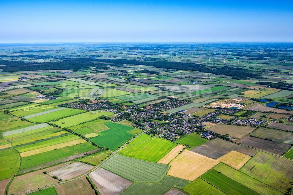 Ladelund aus der Vogelperspektive: Strukturen auf landwirtschaftlichen Feldern in Ladelund im Bundesland Schleswig-Holstein, Deutschland