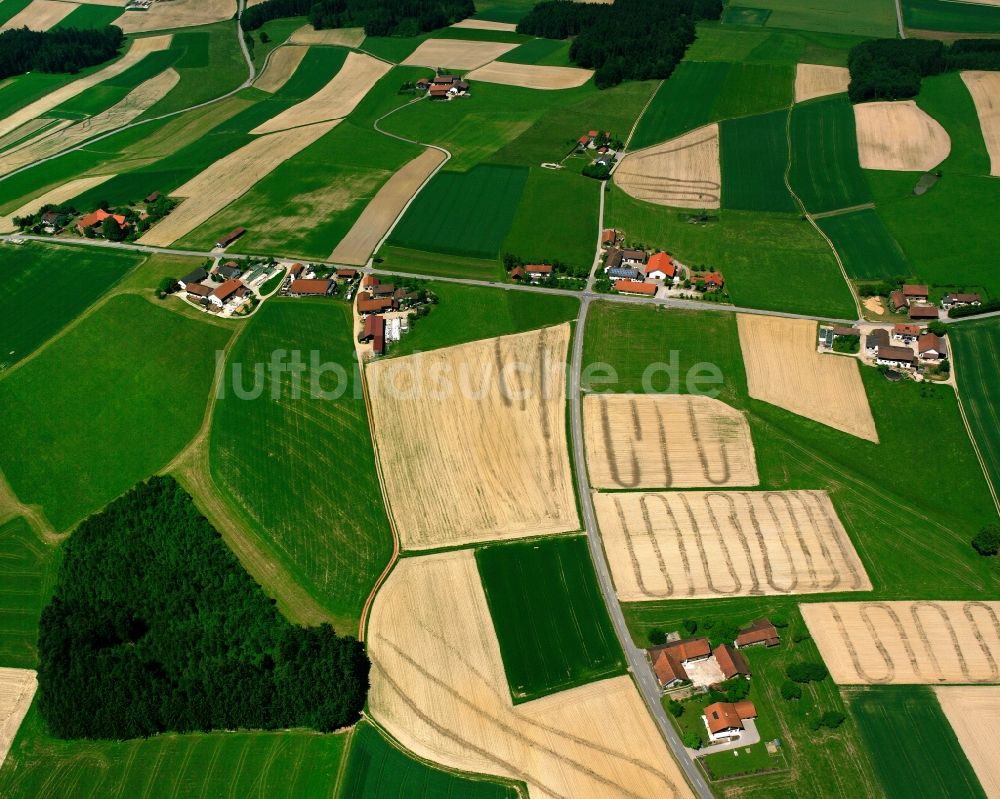 Luftaufnahme Langeneck - Strukturen auf landwirtschaftlichen Feldern in Langeneck im Bundesland Bayern, Deutschland