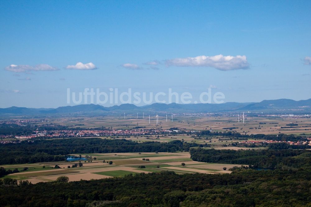 Leopoldshafen von oben - Strukturen auf landwirtschaftlichen Feldern in Leopoldshafen im Bundesland Baden-Württemberg